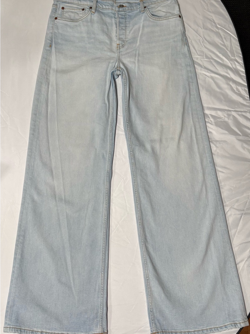 RE/DONE Comfort Stretch Mid Rise Wide Leg Jeans Mid 90s Wash Size 31